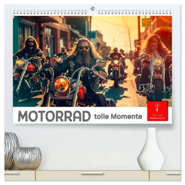 Motorrad tolle Momente (hochwertiger Premium Wandkalender 2026 DIN A2 quer), Kunstdruck in Hochglanz