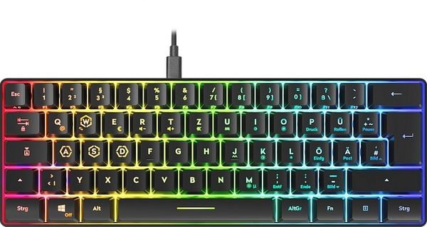 SPEEDLINK LETOS RGB 60% Gaming Keyboard, black - DE layout