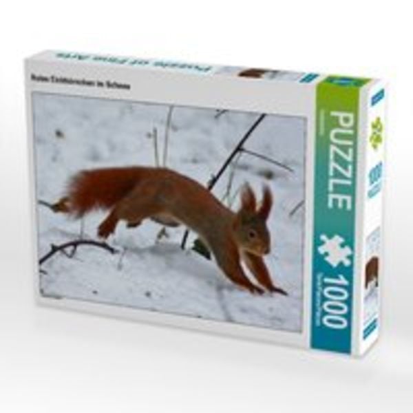 CALVENDO Puzzle Rotes Eichhörnchen im Schnee 1000 Teile Lege-Größe 64 x 48 cm Foto-Puzzle Bild von Kattobello