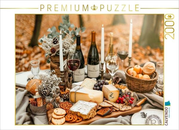 CALVENDO Puzzle Käse und Wein, die perfekte Kombination | 2000 Teile Lege-Größe 90x67cm Foto-Puzzle für glückliche Stunden