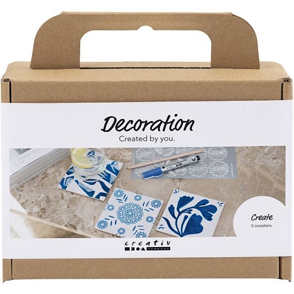 Creativ Company Mini Kreativ Set Dekoration, Porzellanuntersetzer, Blau