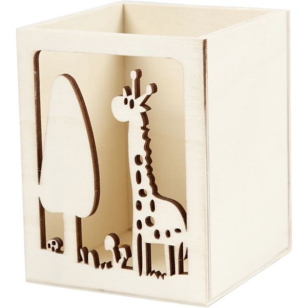 Creativ Company Behälter für Teelicht/Stifte, Giraffe, H 10 cm, L 8 cm, B 8 cm, 1 Stk