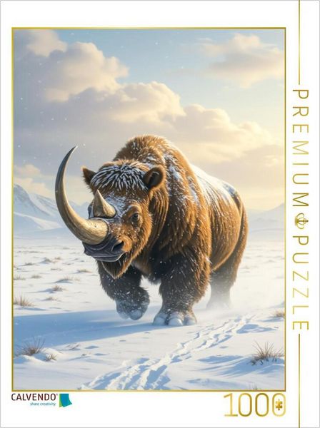 CALVENDO Puzzle Das Wollnashorn im Eis | 1000 Teile Lege-Größe 64x48cm Foto-Puzzle für glückliche Stunden