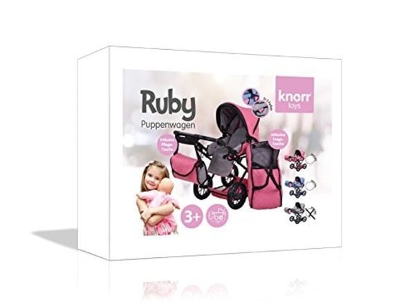 Knorrtoys 63122 - Ruby Jeans Grey Kombi Puppenwagen, grau, rosa