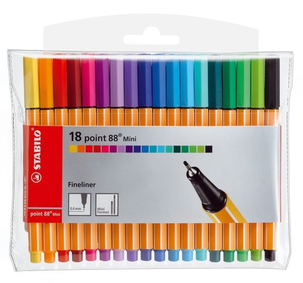 STABILO Fineliner - point 88 Mini - 18er Pack - mit 18 verschiedenen Farben