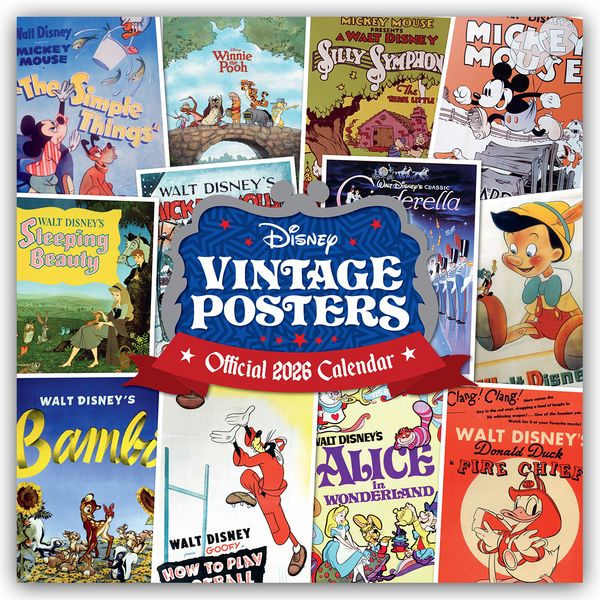 Disney Vintage Posters – Disney Filmplakate – Offizieller Kalender 2026 – Wandkalender