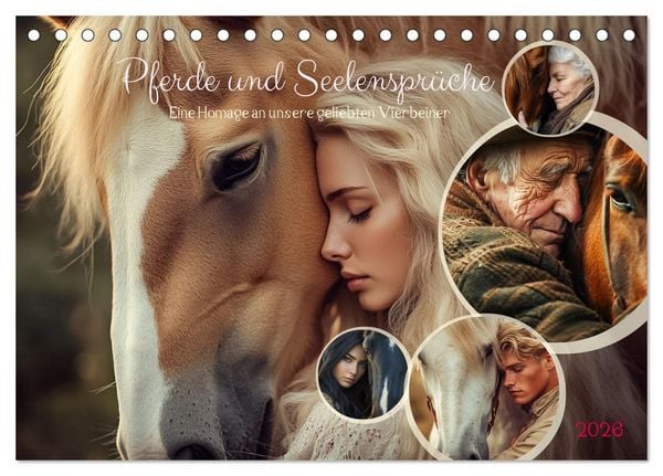 Pferde und Seelensprüche (Tischkalender 2026 DIN A5 quer), CALVENDO Monatskalender