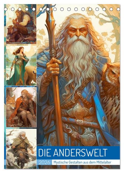 Die Anderswelt. Mystische Gestalten aus dem Mittelalter (Tischkalender 2026 DIN A5 hoch), CALVENDO Monatskalender
