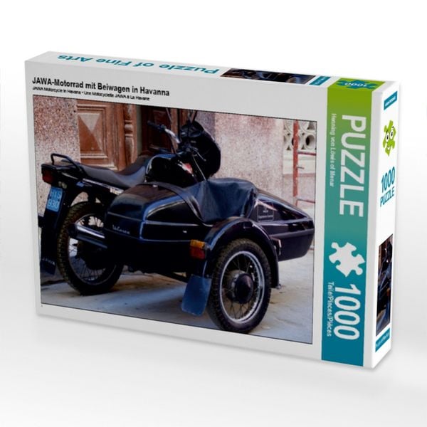 JAWA-Motorrad mit Beiwagen in Havanna (Puzzle)