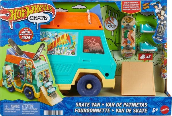 Hot Wheels Skate Tony Hawk Skatervan-Spielset mit exklusivem Fingerboard und abnehmbaren Skateschuhen