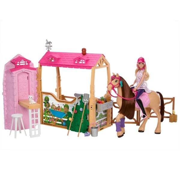 Barbie Mysteries: Das geheimnisvolle Pferdeabenteuer“ Pferdestall-Spielset mit Puppe, Spielzeugpferd und Zubehör, mehr als 25 Teile