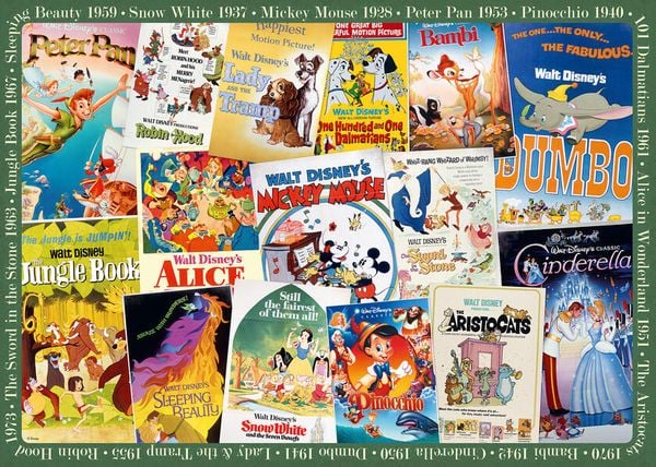 Erwachsenenpuzzle 1000 Teile - Disney Classics - Vintage Movie Poster