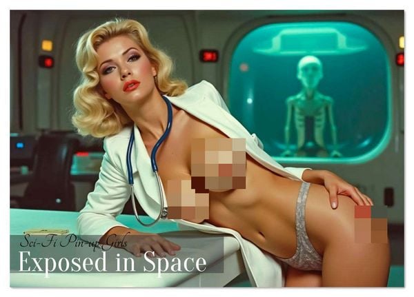 Sci-Fi Pin-up Girls - Exposed in Space (Tischkalender 2026 DIN A5 quer), CALVENDO Monatskalender