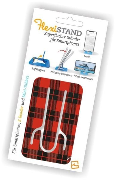Flexistand Red Tartan - superflacher Aufsteller für Smartphones und Mini-Tablets, Handyhalter