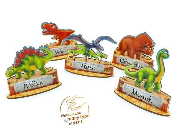 Familiacard 5x Dinosaurier Party Tischkarten für Kindergeburtstag Dino Party