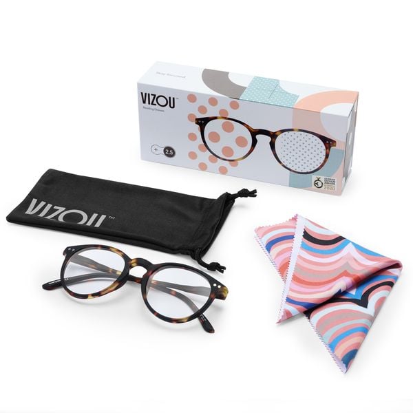 Lesebrille VIZOU Rounded Tortoise, Stärke +2,5