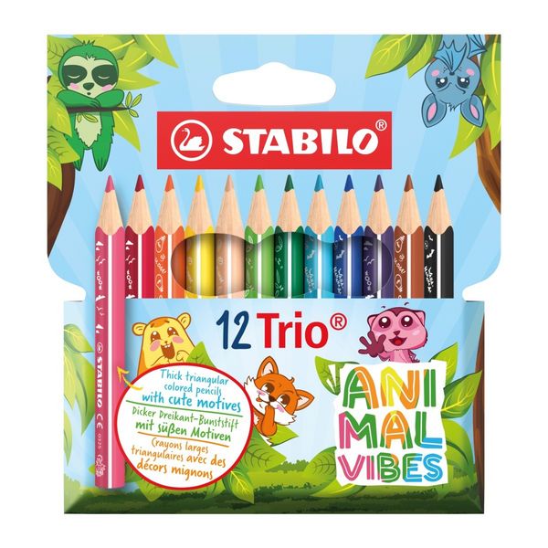 Dreikant-Buntstift STABILO® Trio® dick kurz Animal Vibes