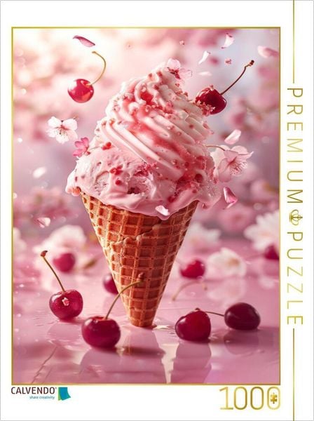 CALVENDO Puzzle Kirsch-Joghurt-Eis | 1000 Teile Lege-Größe 64x48cm Foto-Puzzle für glückliche Stunden