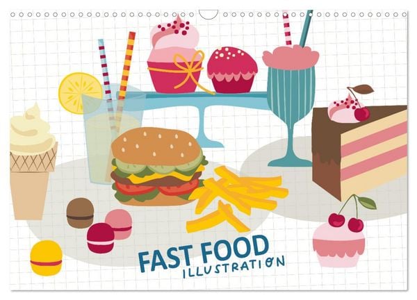 Fast Food Illustration (Wandkalender 2026 DIN A3 quer), CALVENDO Monatskalender