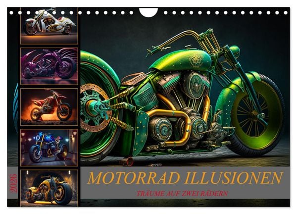 Motorrad illusionen (Wandkalender 2026 DIN A4 quer), CALVENDO Monatskalender