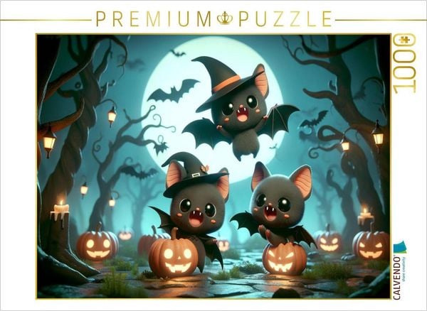 CALVENDO Puzzle Das Halloween-Abenteuer der kleinen Vampirfledermäuse | 1000 Teile Lege-Größe 64x48cm Foto-Puzzle für glückliche Stunden
