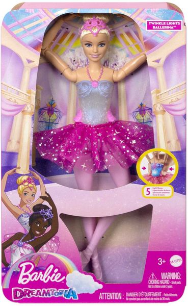 Barbie Dreamtopia Zauberlicht Ballerina (blond), Puppe mit Leucht-Kleid