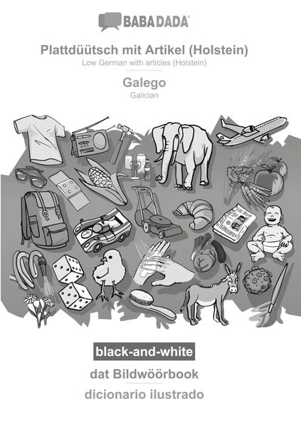 Plattdüütsch mit Artikel (Holstein) - Galego, dat Bildwöörbook, BW