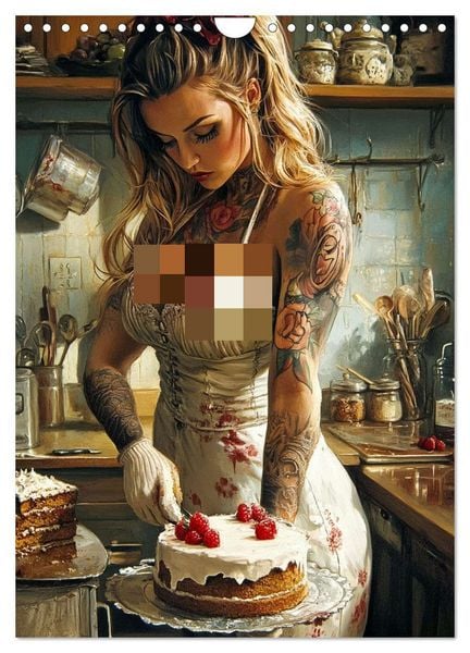Tattoo Girls and Cakes (Wall Calendar 2026 DIN A4 portrait), CALVENDO 12 Month Wall Calendar