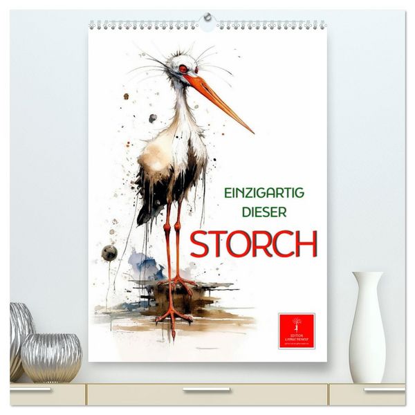 Einzigartig - dieser Storch (hochwertiger Premium Wandkalender 2026 DIN A2 hoch), Kunstdruck in Hochglanz