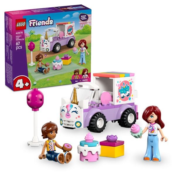 LEGO Friends 42675 Einhorn-Kuchenlieferwagen, Spielzeug mit Mini Puppen