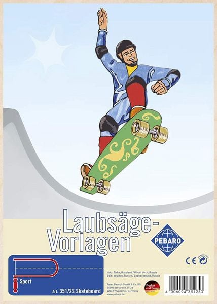 PEBARO 351/2S - Laubsägevorlage Skateboard, 1 Platte, Größe DIN A4