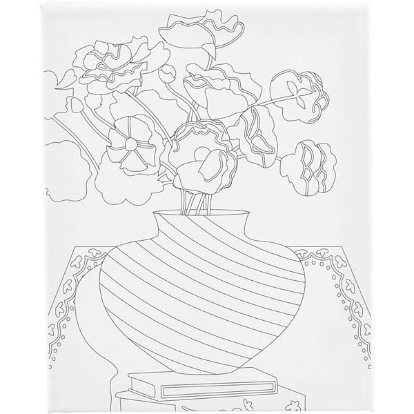 Creativ Company Mal-Leinwand mit Aufdruck, Blumenstrauß in Vase, T 1,6 cm, Größe 24x30 cm, 360 g, 1 Stk