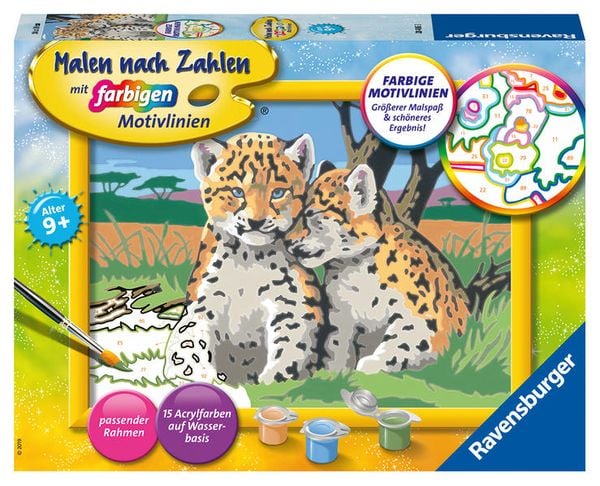 CreArt, Malen nach Zahlen Kinder - Kleine Leoparden