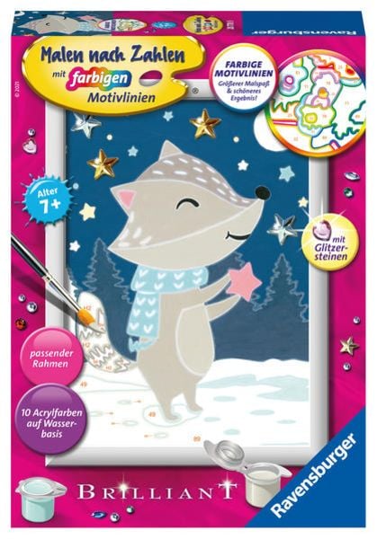 CreArt, Malen nach Zahlen Kinder - Gute Nacht, kleiner Dachs!