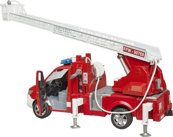 bruder 02673 MB Sprinter Feuerwehr mit Drehleiter, Pumpe und L+S Modul