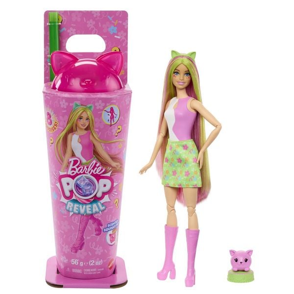 Barbie Pop Reveal Shakes-Serie, Set aus Puppe & Accessoires, duftende helle Häschen-Modepuppe