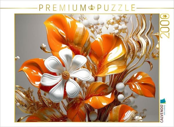 CALVENDO Puzzle Bouquet aus Blättern und Blüten wie aus Porzellan | 2000 Teile Lege-Größe 90x67cm Foto-Puzzle für glückliche Stunden