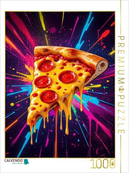 CALVENDO Puzzle Pizza Slice im Farbgewitter | 1000 Teile Lege-Größe 64x48cm Foto-Puzzle für glückliche Stunden