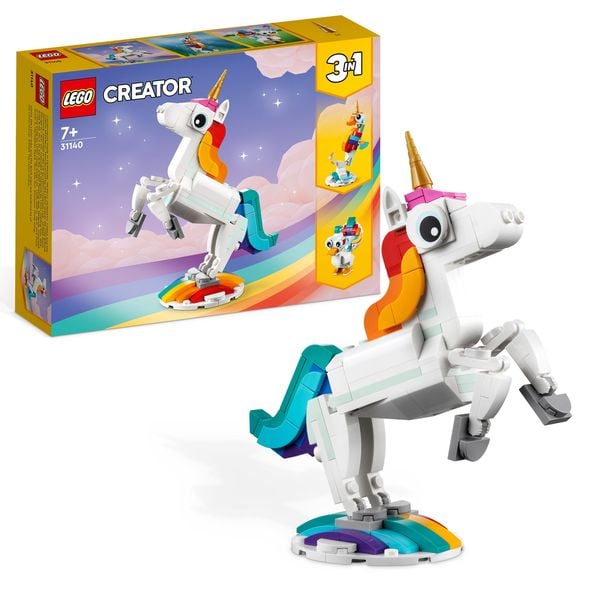 LEGO Creator 3in1 31140 Magisches Einhorn, Spielzeug mit Tierfiguren