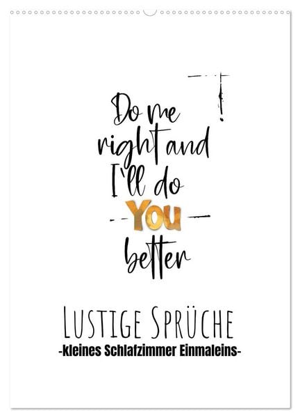 Lustige Sprüche - Schlafzimmer 1x1 (Wandkalender 2026 DIN A2 hoch), CALVENDO Monatskalender