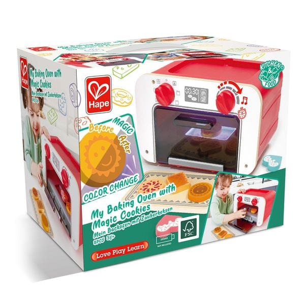 Hape E3183 - Backofen mit Zauberkeksen, Zubehör für Kinderküche, 8-teilig