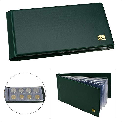 Münzen Taschenalbum Einband grün: Münzentaschenalbum Einband grün mit 10 Einsteckblättern für 80 St. Münzen mit Durchmesser max. 38 mm