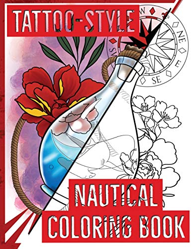 Tattoo-Style nautical coloring book