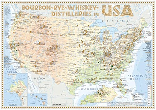 Whiskey Distilleries USA - Tasting Map 34x24cm: The Whisky Landscape in Overview