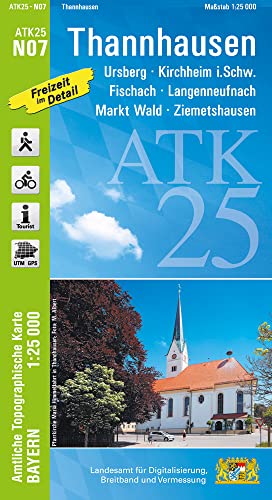 ATK25-N07 Thannhausen (Amtliche Topographische Karte 1:25000): Ursberg, Kirchheim i.Schw., Fischach, Langenneufnach, Markt Wald, Ziemetshausen (ATK25 Amtliche Topographische Karte 1:25000 Bayern)