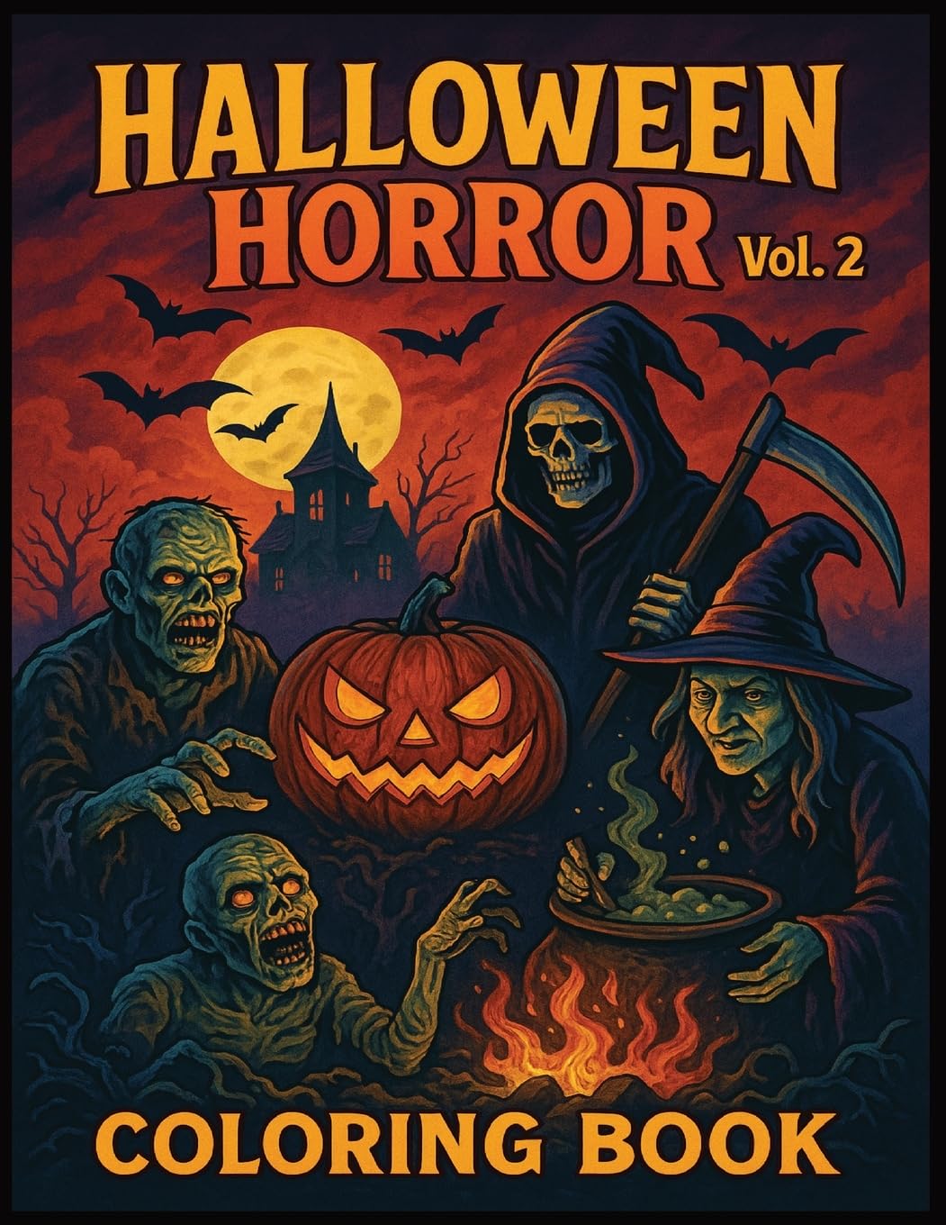 Halloween Horror Coloring Book Vol. 2: A Darker Challenge - Intricate Halloween Horrors to Chill and Thrill for Adults and Teens