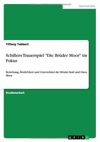 Schillers Trauerspiel Die Brüder Moor im Fokus: Beziehung, Ähnlichkeit und Unterschied der Brüder Karl und Franz Moor