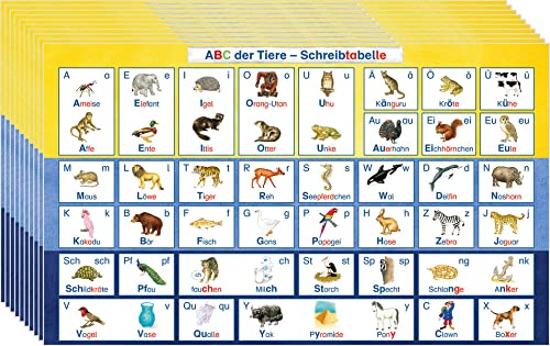 ABC der Tiere 1 – Silbenfibel® – Kartonbeilage Schreibtabelle, VPE 10: Nachbezug 10 Beilagen aus ABC der Tiere 1 – passend zur Silbenfibel® (Bestell-Nr. 1405-90 und 1405-30)
