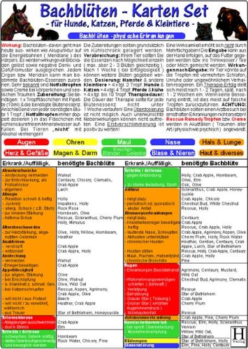 Bachblüten-Karten Set - Tierheilkunde-Karte: Bachblüten-Karte für Hunde, Katzen, Kleintiere & Pferde physische Erkrankungen /Bachblüten-Karte für ... & Pferde Verhaltensweisen & Gemütszustände