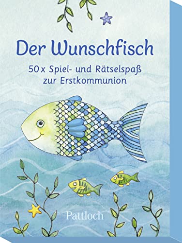Der Wunschfisch. 50 x Spiel- und Rätselspaß zur Erstkommunion: Hochwertiges Karten-Set und Quiz-Spiel mit 50 Rätseln, Spielen und Wissenswertem | Für Kinder ab 8 Jahren